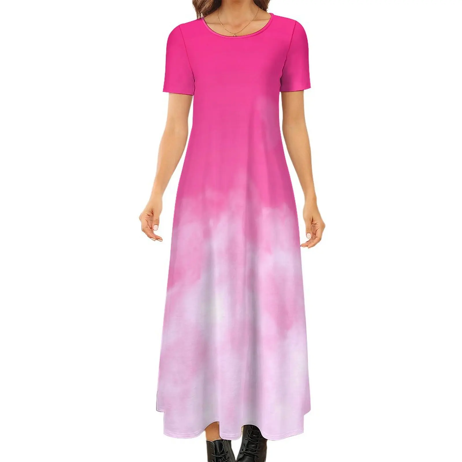 Soft Cloud Dress Pink Sky Print Funny Bohemia Long Dresses Female Kawaii Maxi Dress Big Size