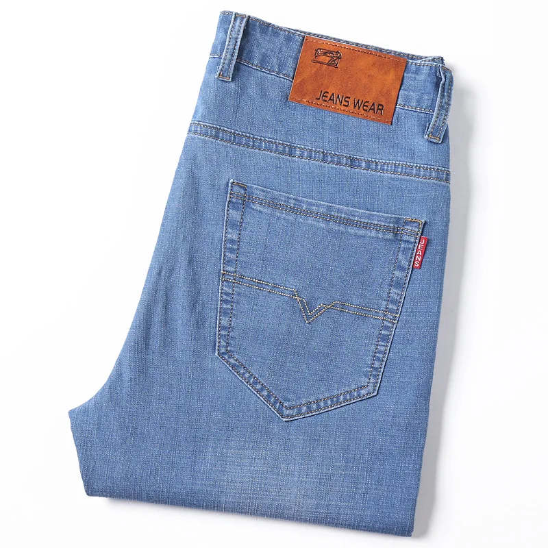 

Summer Thin Denim Shorts Straight Leg Loose Work Wear Resistant Casual Five Seven Quarter Breeches Man Men's Adult Gentleman