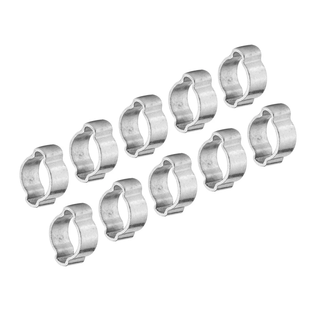 10pcs Iron Zinc Plated Double Ear Hose Clamps O Clip Two Ear Adjustable Hose Clamps O Clip Hose Clamps Fule Petrol Pipe Tube
