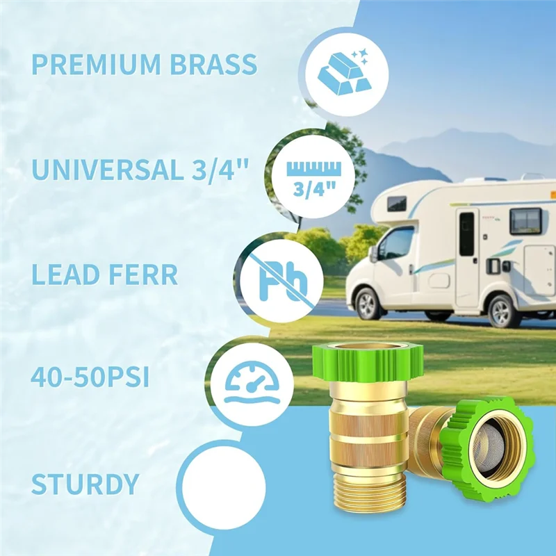 النحاس الحرة الرصاص 3/4 "خرطوم الموضوع و مدخل تصفية منظم ضغط المياه 40-50 رطل لكل بوصة مربعة لخفض ضغط المياه RV