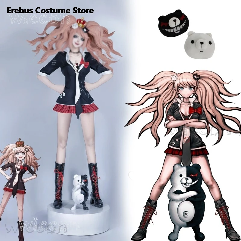 Рождественский костюм Джунко Эносимы для косплея, парик, аниме, игра Despair Sisters Ultimate Fashionista Danganronpa, маскировка для Хэллоуина Рождественский костюм Джунко Эносимы для косплея, парик, аниме, игра Despair Sisters Ultimate Fashionista Danganronpa, маскировка для Хэллоуина
