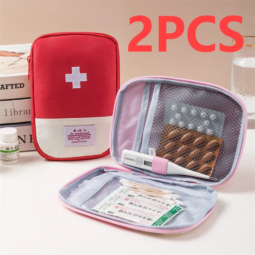 

2PCS Mini Medicine Bag Cute First Aid Kit Medical Emergency Kits Organizer Outdoor Household Medicine Pill Storage Bag Pouch