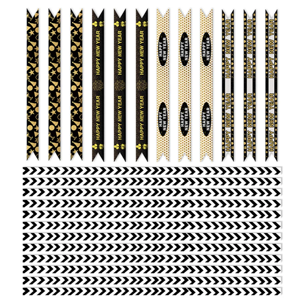 

1Set Happy New Year Straw Decal Sticky Stickers for Home Office Party Decoration DIY New Year Sticker Cartoon Sticker