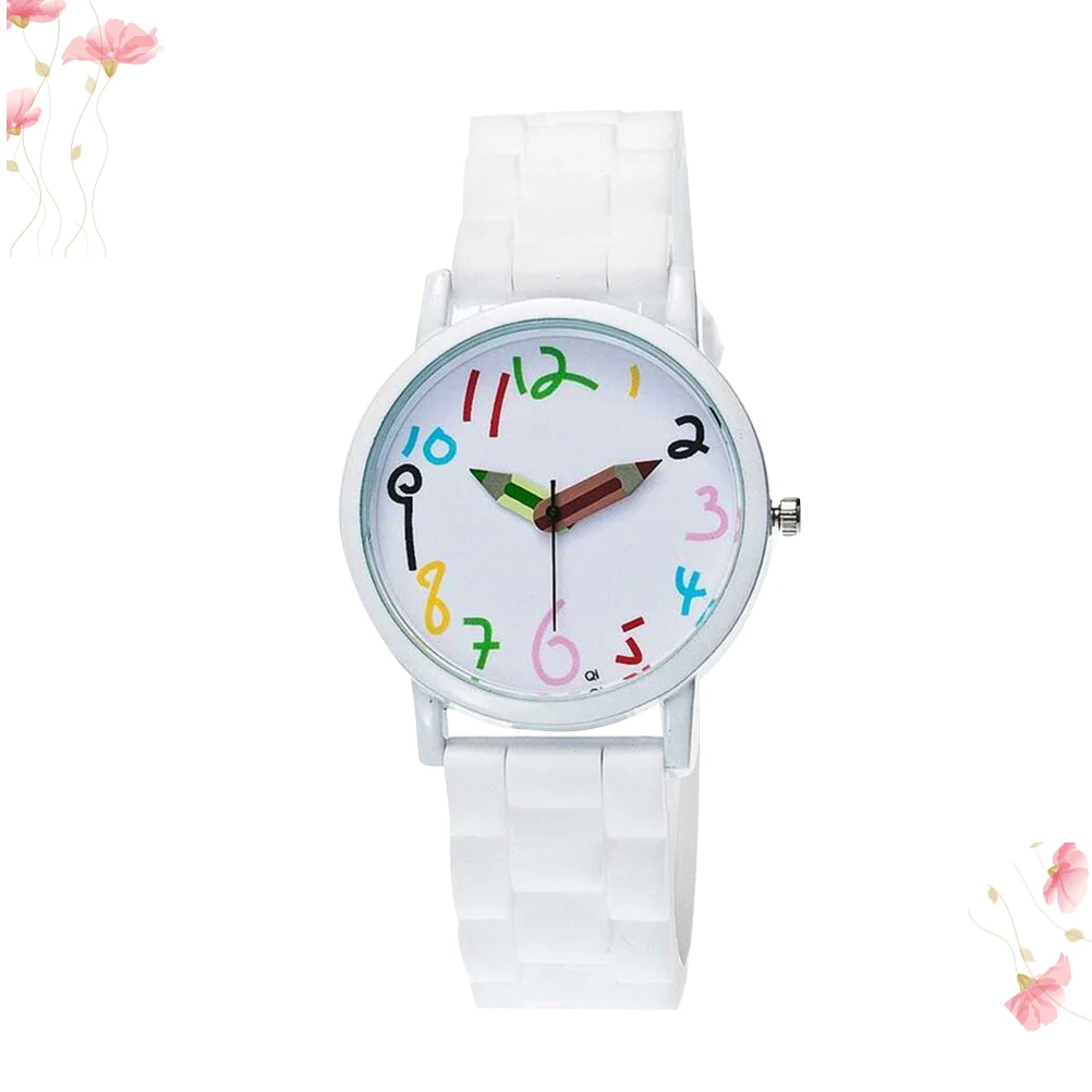 

1pc Kids Quartz Learning Wrist Watches For Children Adorable Kids Quartz Watch Cartoon Design Durable Safe Wear White