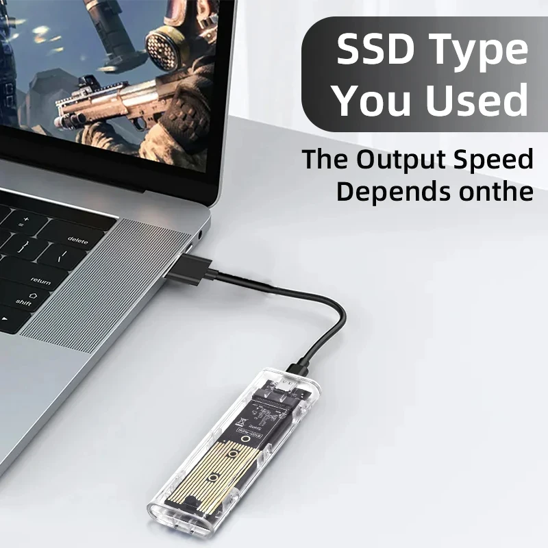 M.2 NVME PCIe NGFF SATA Dual Protocol SSD Case Helder USB Type C 10Gbps PCI-E M2 SSD Transparante externe behuizing Harde schijf Box