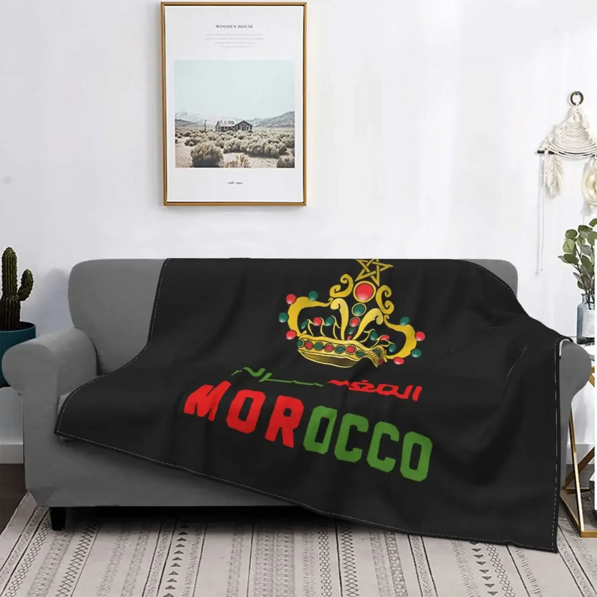 Kingdom Of Morocco Knitted Blanket Flannel Moroccan Flag Warm Throw Blanket for Outdoor Travel Bedroom Quilt