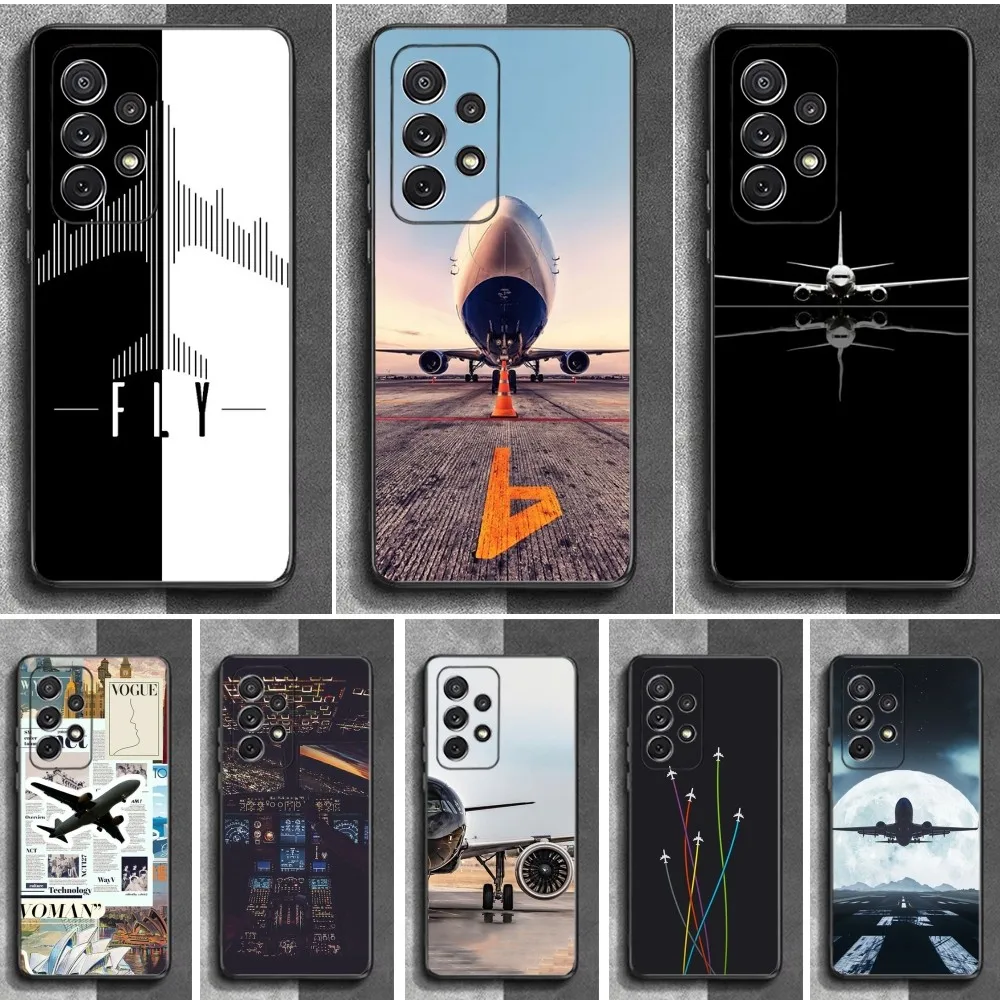 Plane fly travel Phone Case For Samsung S25,S24,S23,S22,S21,S20,S10,Ultra,Plus,Lite,FE,Soft Silicone Black Cover