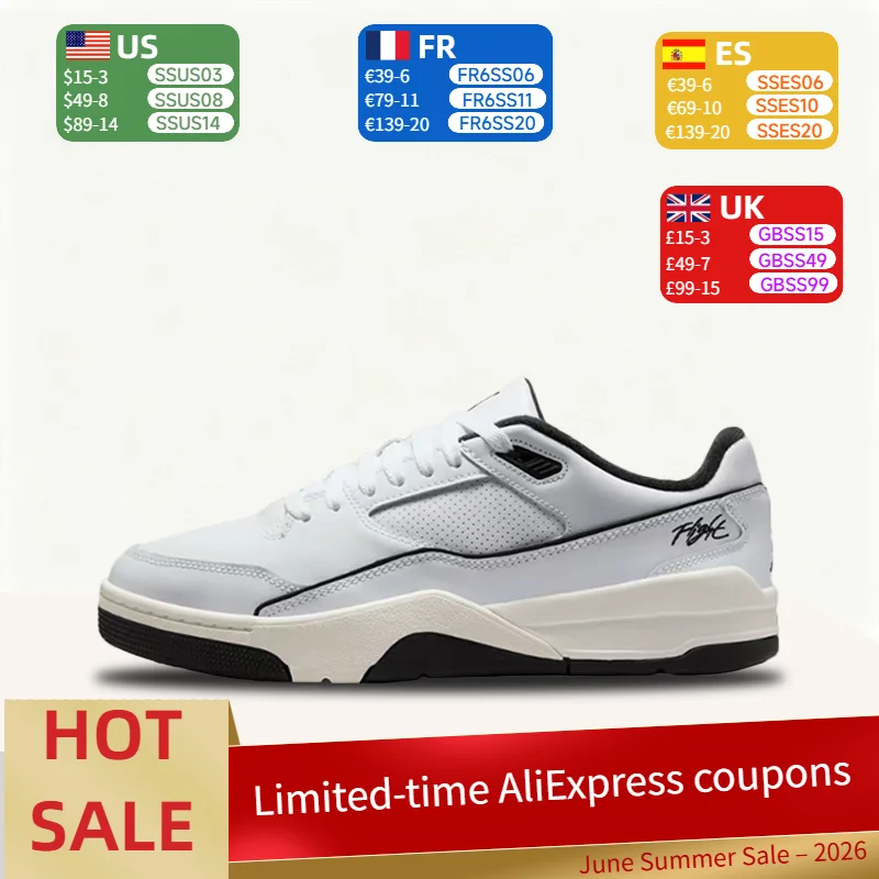 

Nike Jordan FLIGHT COURT comfortable non-slip low top retro basketball shoes for men and women white black HF3255-100