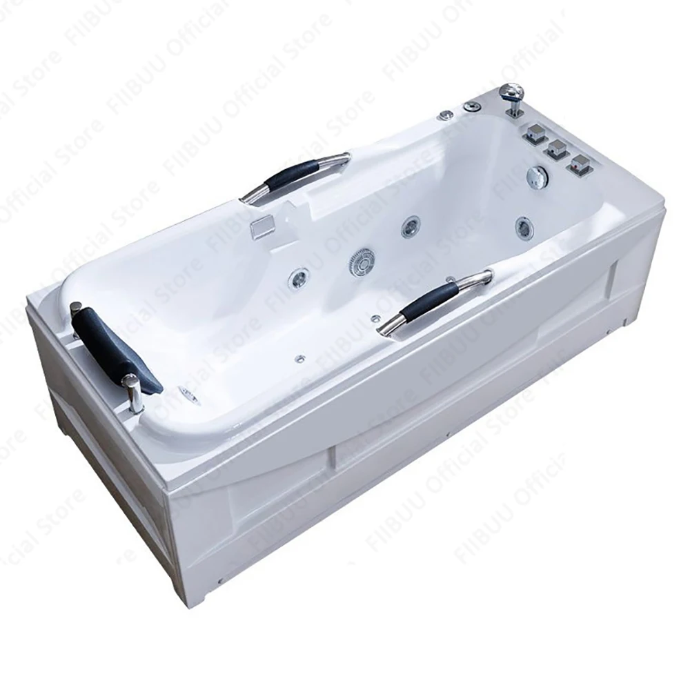 Multifunctional 1.8-Meter Widen Acrylic Bathtub With High Load-bearing Capacity and Double-sided Skirt,White Bathroom Furniture