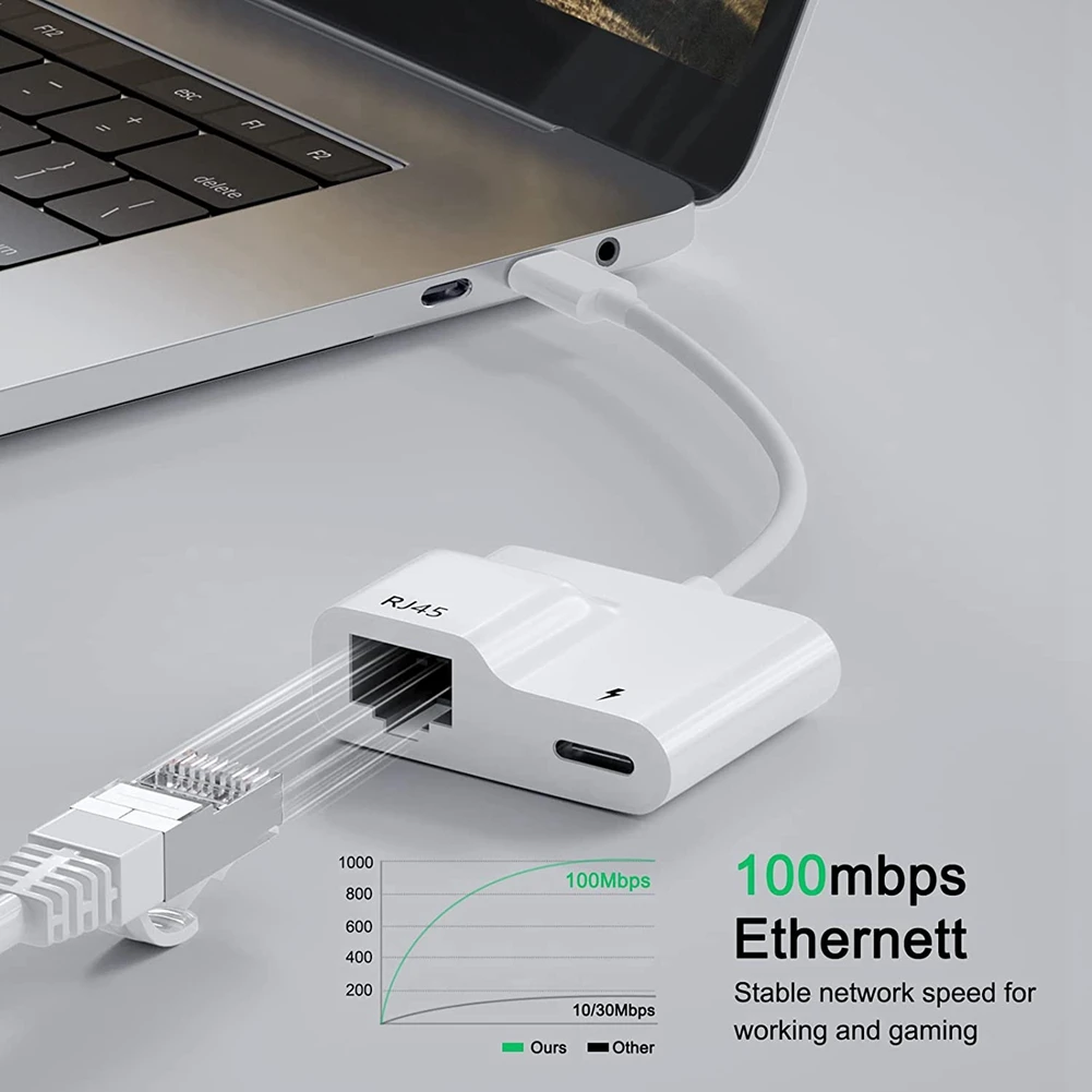 2x-usb-c-イーサネットアダプター、usb-タイプ-c-rj45-ギガビットイーサネット-lan-アダプター、pd-60w-付き、air-pro-用