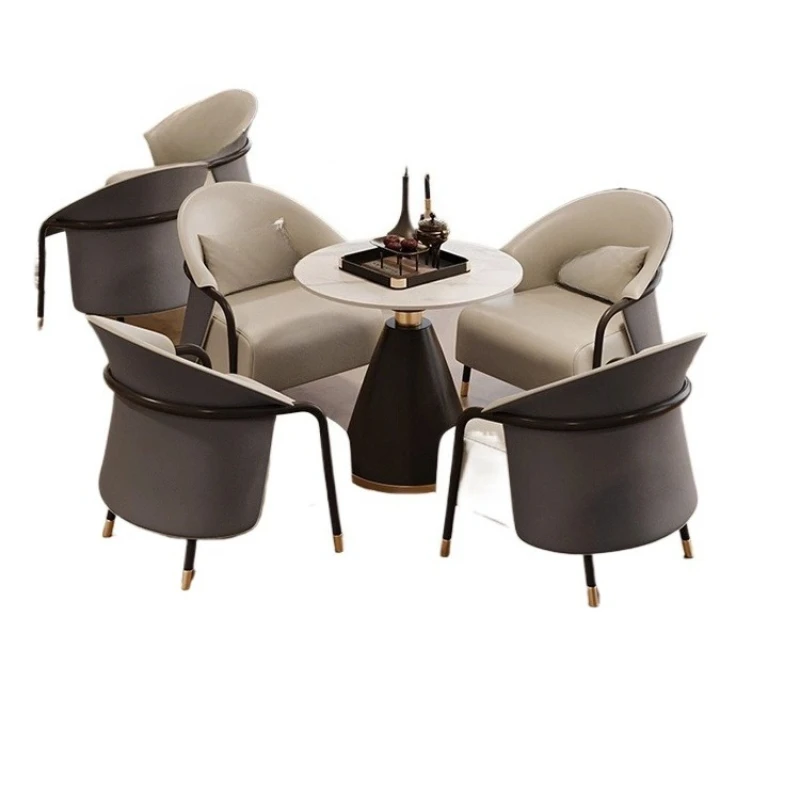 

Light luxury sales office rock slab negotiation table and chair combination hotel lobby small round table reception furniture
