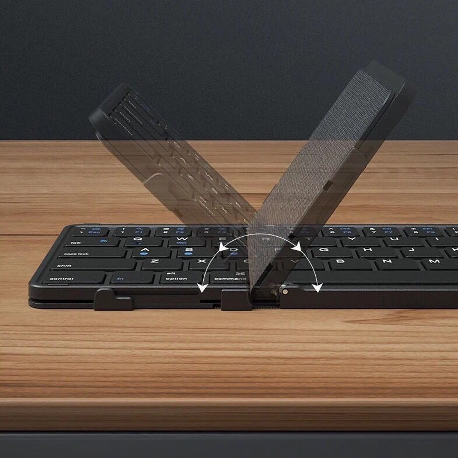 Tastiera pieghevole Tastiera Bluetooth Tastiera wireless portatile ricaricabile per affari e viaggi Cover posteriore in pelle PU