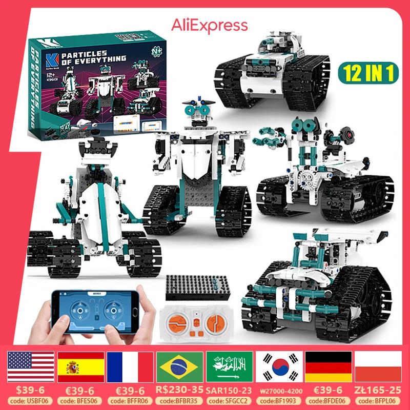 Technical Intelligent Robot K96131 APP Remote Control Building Blocks Bricks Programming USB Gift Sets Toys Construction Kids