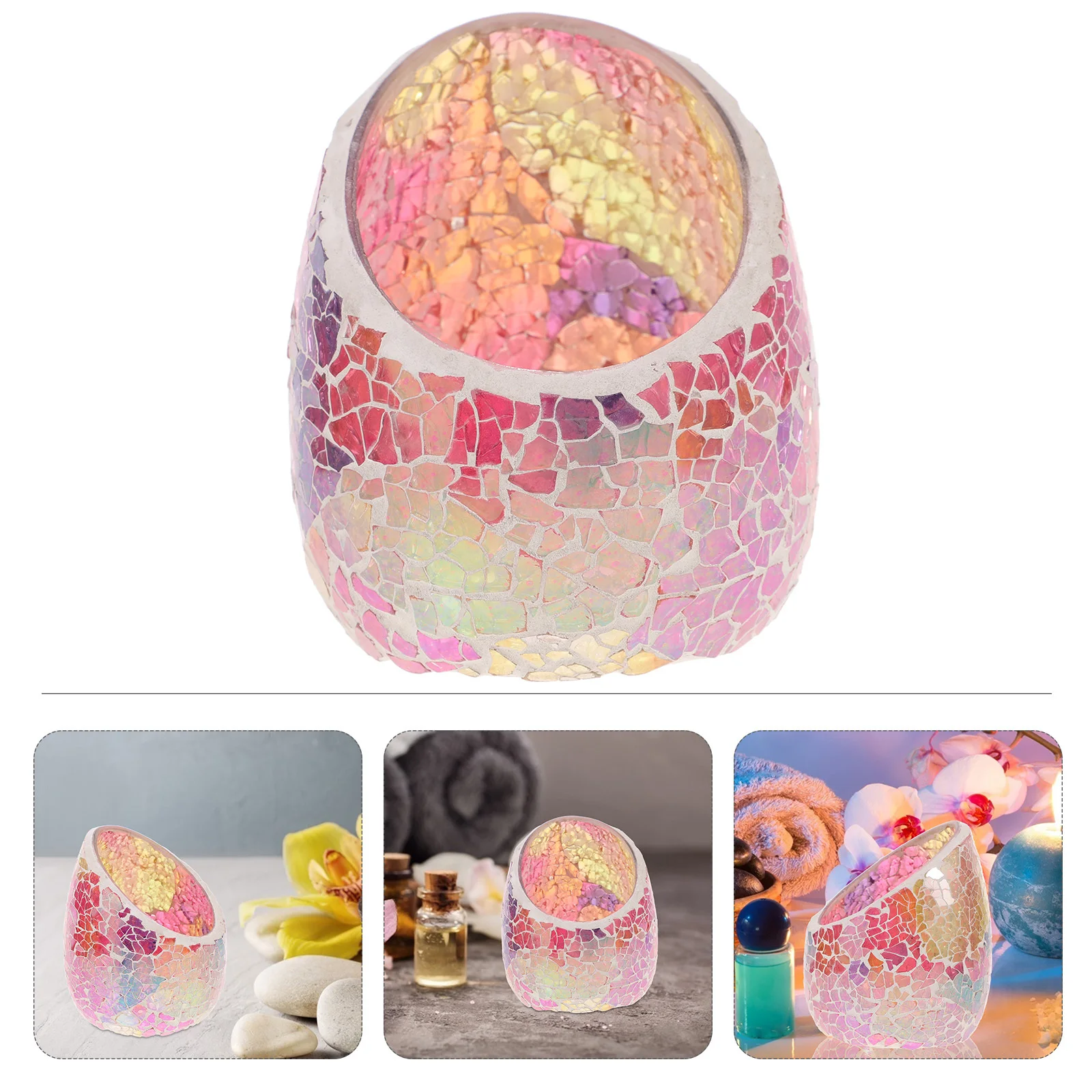 

Glass Holder Mosaic Design for Tea Lights Pillar Candles Home Restaurant Bar Decor Emotional Relaxing Atmosphere Table