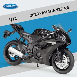 WELLY 1:12 2020 YAMAHA YZF-R6 Diecast Motorcycle Model Heavy Duty Travel Diecast Motorcycle Alloy Toy Car Collection Kid B493