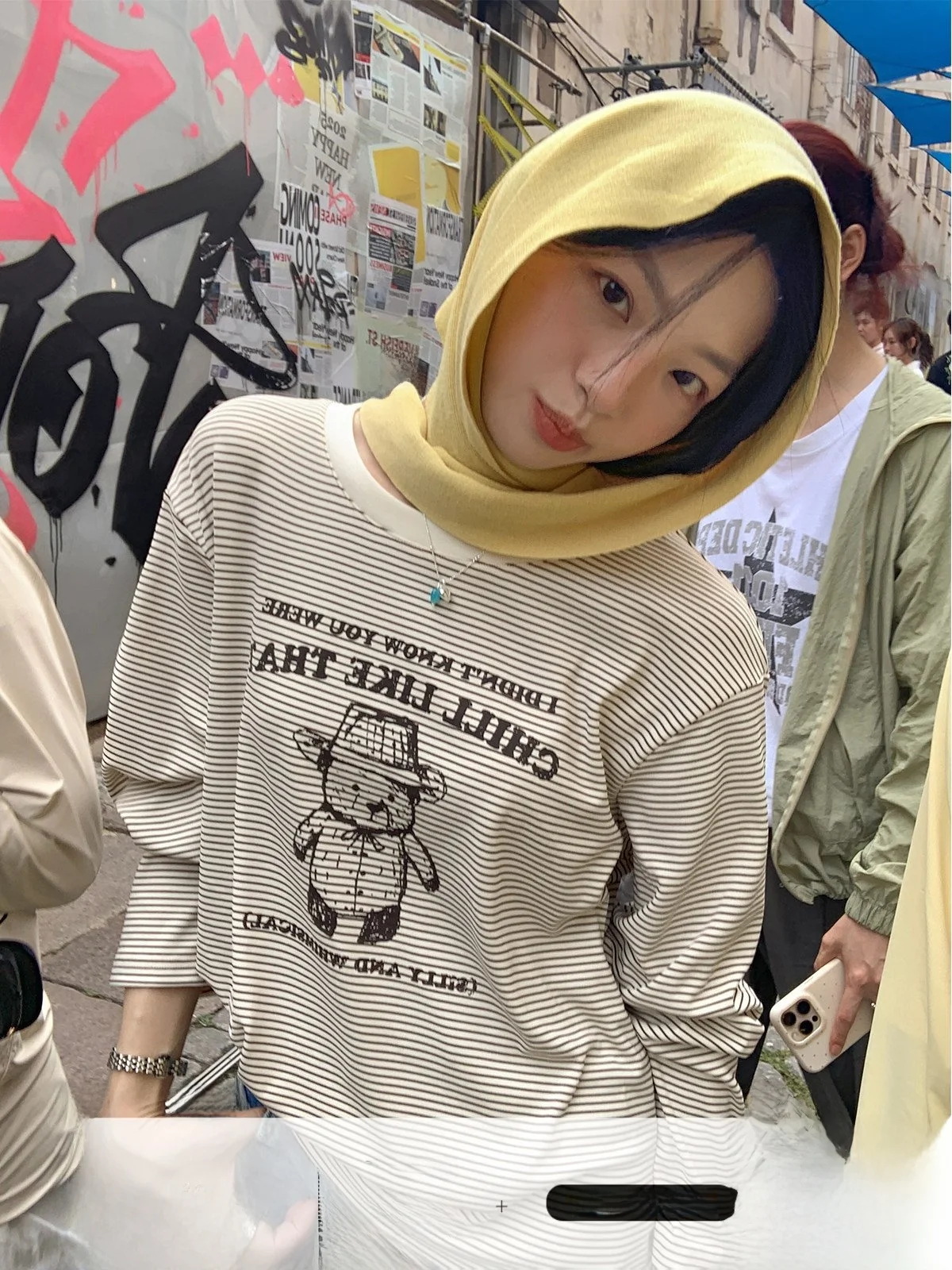 

Sisilyon Casual Long Sleeve T-Shirt Women Spring Outerwear Printed Striped Comfortable Breathable Straight Cut Fashion Top