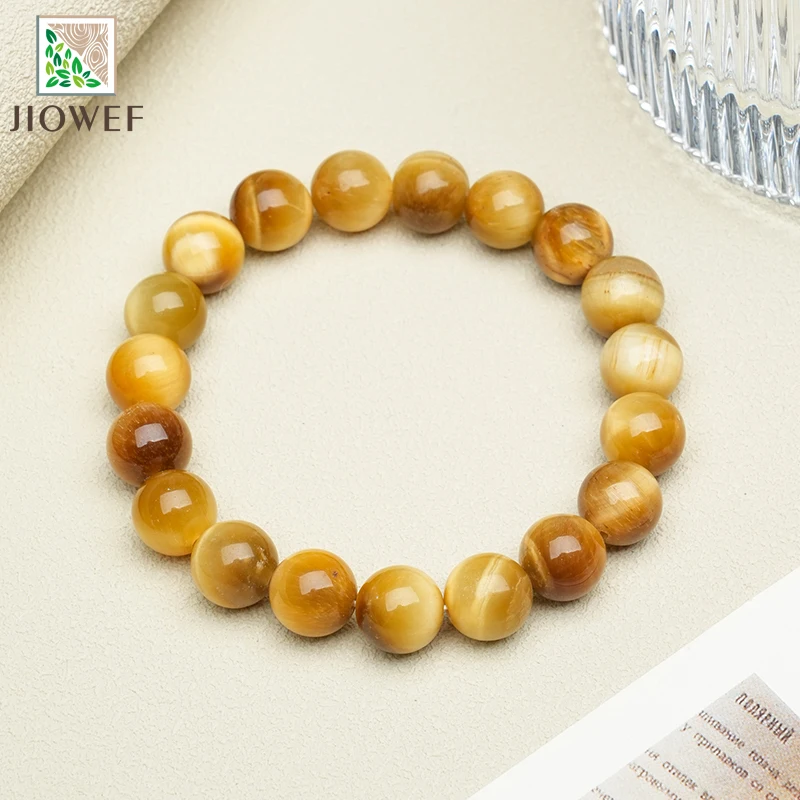 Smooth Golden Tiger Eye Stone Handmade Round Beads Bracelets Couple Energy Yoga Bracelet Women Jewelry Lover Gifts 6/8/10/12mm