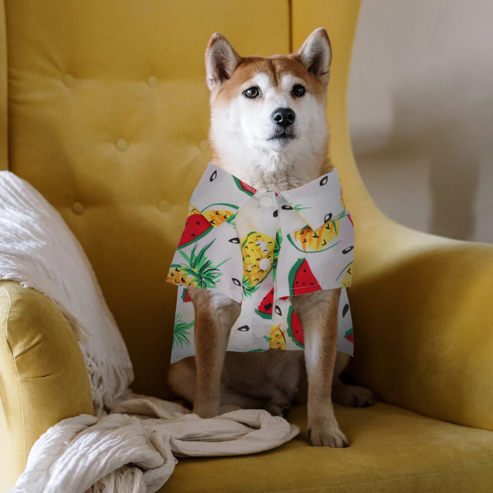 

Pet Dog Summer Shirt Hawaiian Print Breathable Cotton Sun Proof Puppy Shirt Comfortable Summer Clothes Party Photo