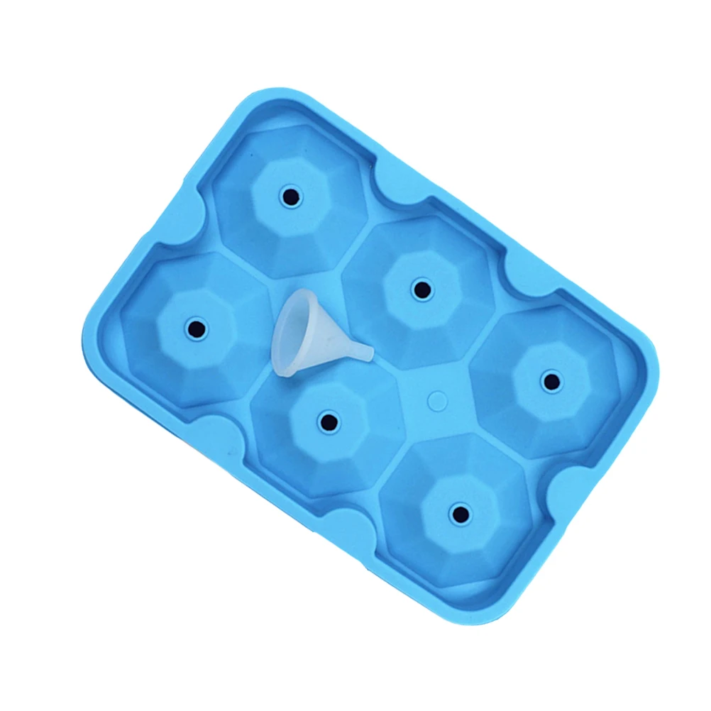 

Silicone Ice Mold 6-Cavity Diamond Shape 3D Ice Cube Maker For Fast Freezing Juices Chilling Drinks Compact Refrigerator Storage