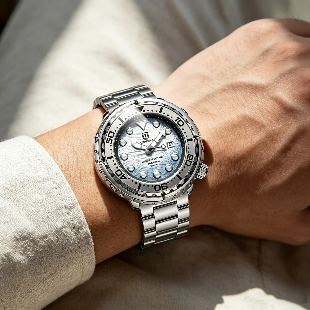 QINGXIYA Fashion Men Watch Top Brand Luxury Waterproof Sport Mens Watches Stainless Steel Date Military Quartz Wristwatch Male - view 6