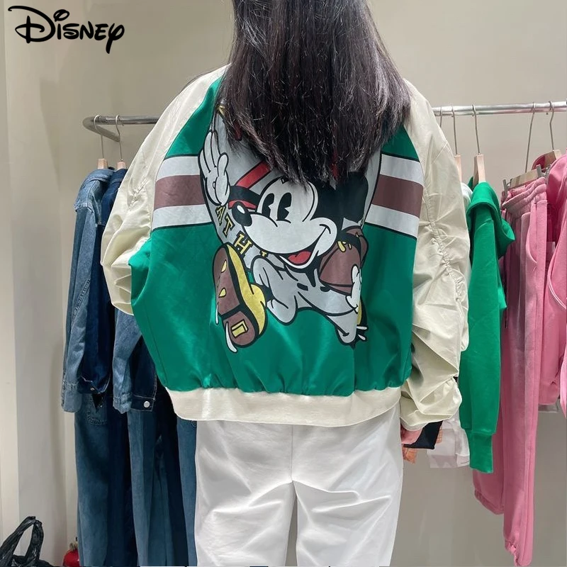 Imagem -03 - Disney 2023 Nova Chegada Topo Moda Outono Algodão Solto Casual dos Desenhos Animados Mickey Mouse Impressão Jaqueta Roupas de Marca Cabolsas com Zíper