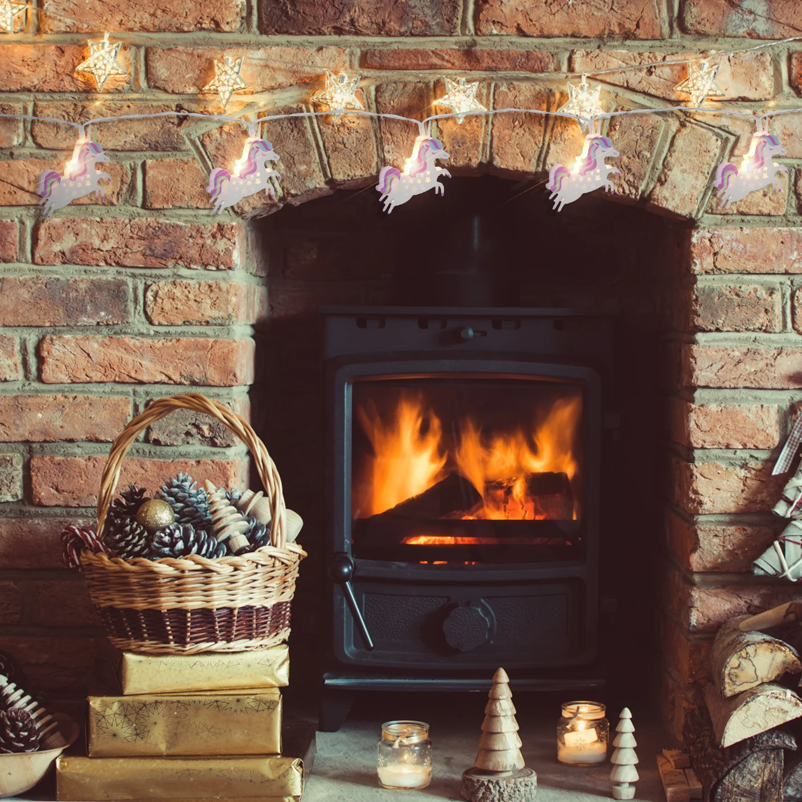 1 مجموعة 1 مجموعة يونيكورن سلسلة الحديد عيد الميلاد ضوء الليل للمنزل غرفة جدار نافذة الطابق ديكور حفلة عطلة ضوء حزام