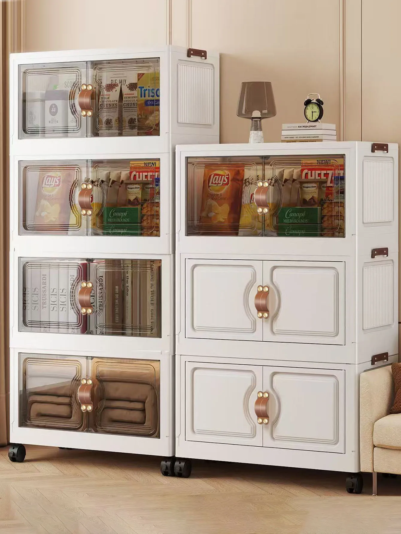 

Foldable Multi-Layer Storage Cabinet Child's Snack Organizer for Home Living Room No-Installation Baby Storage Box