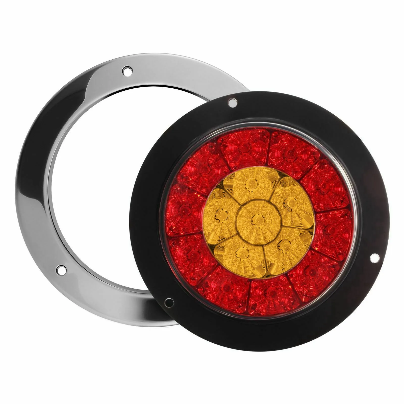 

Leading-2X 4-дюймовый 16-светодиодный круглый грузовик с прицепом для автофургона, стоп-сигнал поворота, задний фонарь, красный, янтарный, хром, водонепроницаемый, 12-24 В