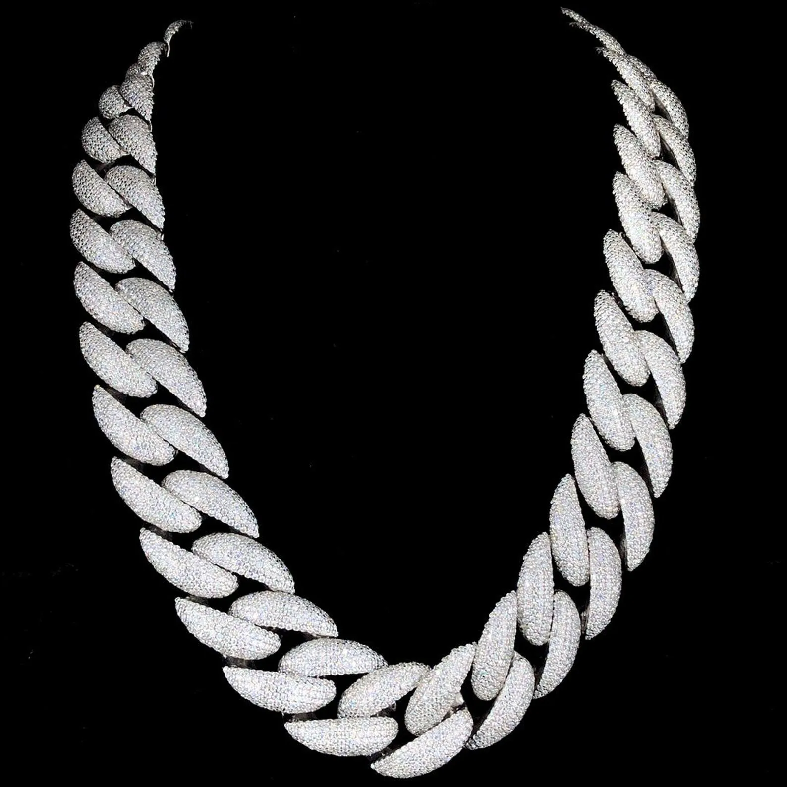 Diamond Cuban Link Chain Necklace Bling Hip Hop 925 Sterling Silver Round Cut Moissanite jewelry for Party Gift Rapper Style，