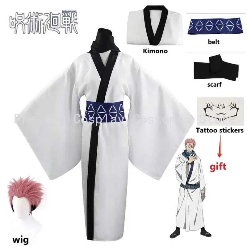 Ryomen Sukuna Cosplay Jujutsu Kaisen disfraces peluca adultos hombres mujeres trajes Japón Kimono Hanfu Halloween Anime Clothingx;2'a,6.h;8
