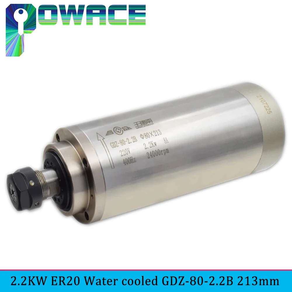 

GDZ-80-2.2B 2.2KW ER20 CNC Water Cooled Spindle Motor Cooling 80x213mm For Router Engraving Milling Machine