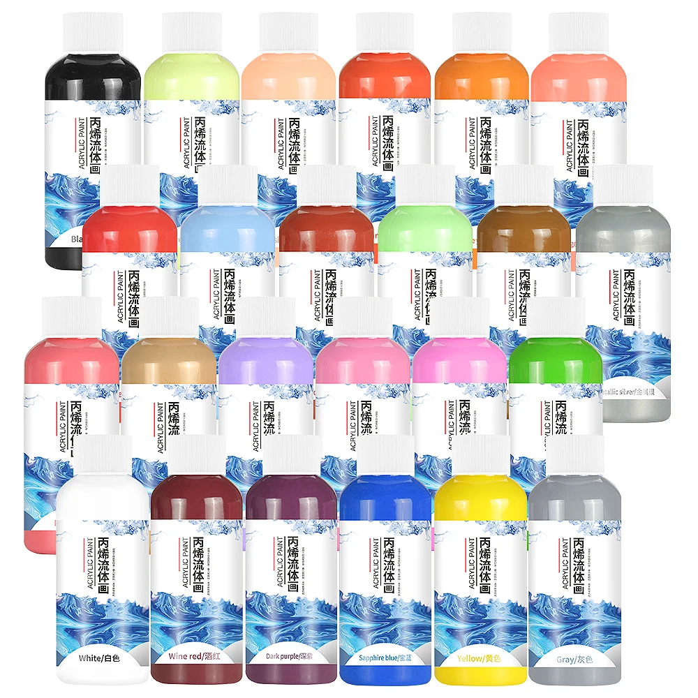 24 colori 60 ml/bottiglia materiale creativo fatto a mano pittura fluida vernice acrilica cartone animato fai da te pigmento liquido liquido artigianato d'arte fai da te