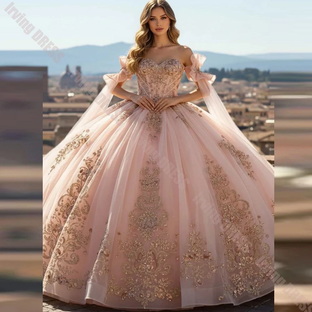 Customized Quinceanera Dresses Customized Sweetheart Neck Beaded Crystal Streamer Ball Gown Party Birthday for Sweet 15 16 Gowns