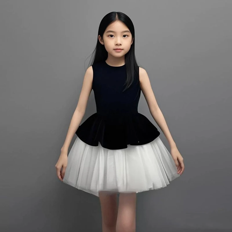 

2026 Children Girls Birthday Model Performance Costume Kids Elegance Host Piano Violin Evening Gown Pageant Party Formal Dress