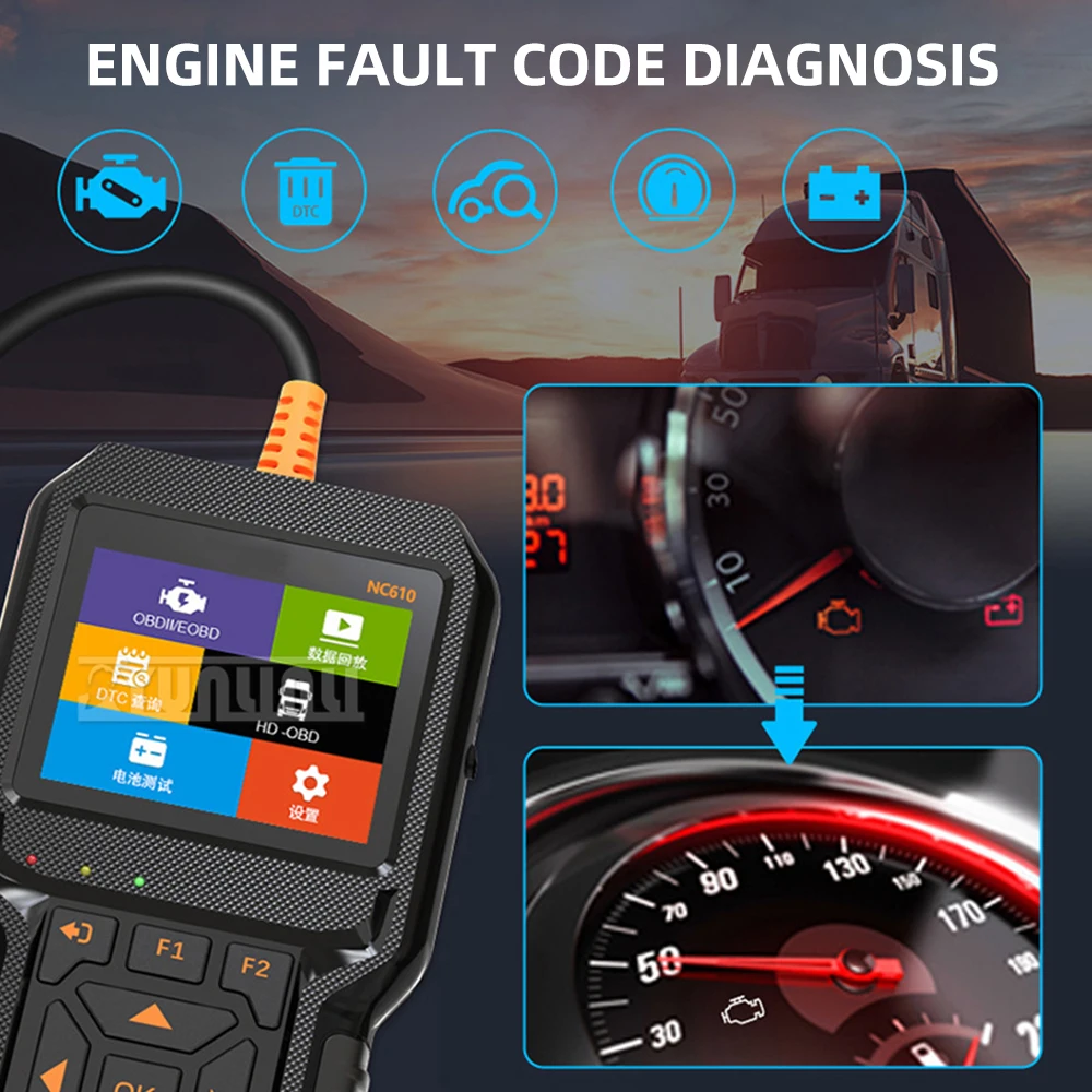 Check Engine Light Reset, Multifunctional Scanner for Diesel Engine System Diagnosis,and Annual Inspection Pre-inspection