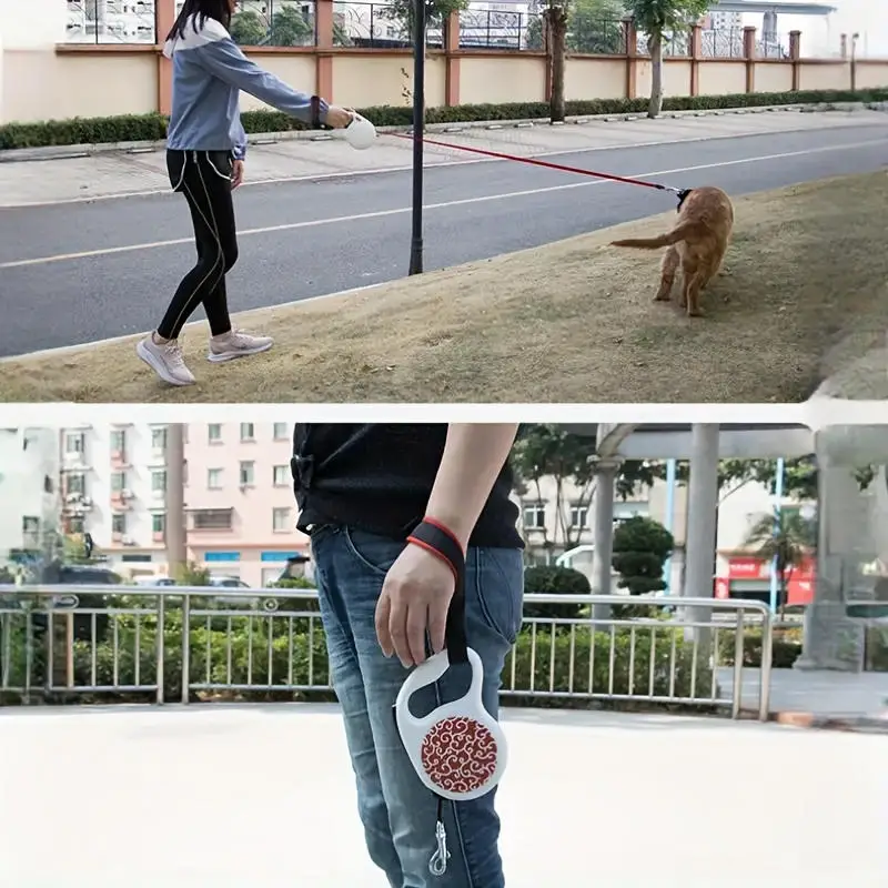 สายรัดข้อมือสัตว์เลี้ยงสุนัขเดินเครื่องมืออุปกรณ์ลากอุปกรณ์ลากแบบยืดไสลด์อัตโนมัติอุปกรณ์เสริมสัตว์เลี้ยงสายรัดข้อมือกันลื่น