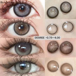 Bio-essence Colorcon 1 Pair Korean Lenses Colored Contact Lenses with Degree Myopia Lenses Natural Eye Lenses Gray Lenses