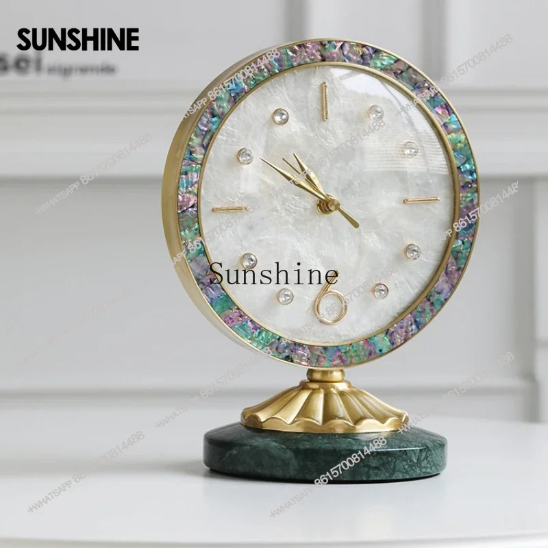 French Shell Clock Household Brass Desktop Clock Tabletop Ornament