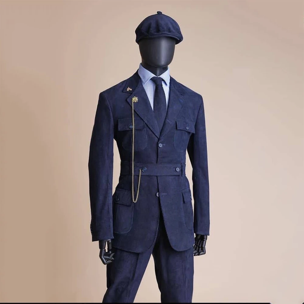 

Винтажные мужские костюмы высокого качества, однобортный комплект с лацканами из 2 предметов, куртка и брюки, комплект мужской модной одежды для особых случаев