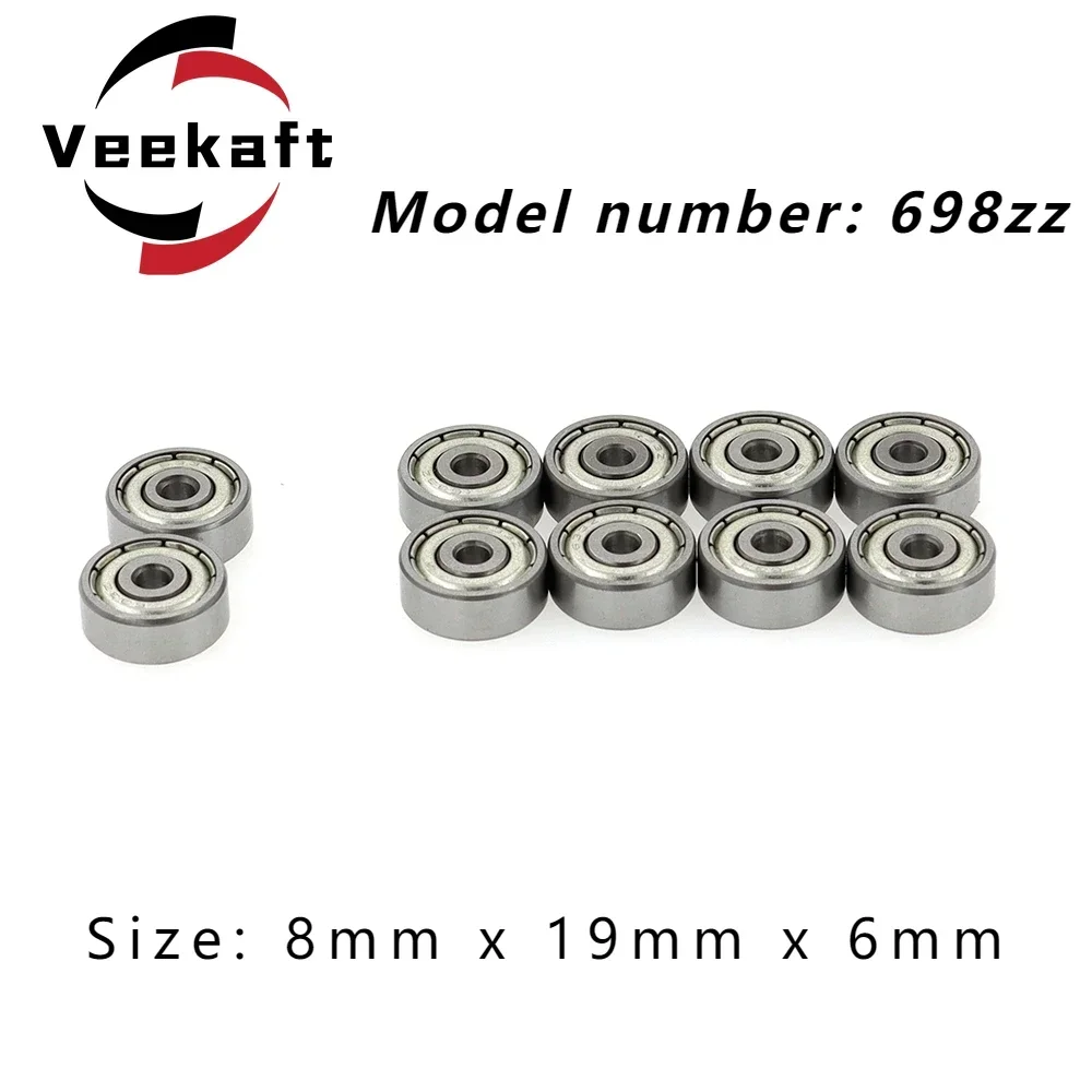 

Veekaft High Precision Deep Groove Ball Miniature Bearings 10pcs 698zz size: 8mmx19mmx6mm Suitable for Small Machinery