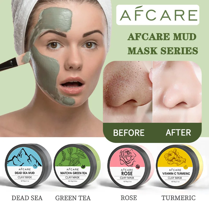 

Mud Mask Green Tea Rose Turmeric Dead Sea Facial Clay Mask Shrink Pores Deep Cleaning Whitening Moisturizing Skincare Products