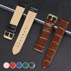 Slim Thin Leather Strap Women Calfskin Watchband Ladies Wrist Belt Bracelet 8 10 12 14mm 16mm 18mm 20mm Golden Buckle Wristbands