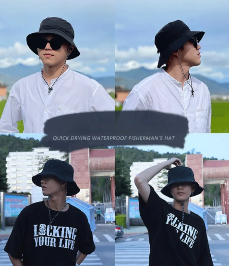 Quick Drying Fisherman Caps Outdoor Sun Anti-UV Protection Panama Hats Waterproof Camping Foldable Bob Bucket Sunhats