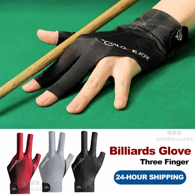 Billiards Glove Left Hand Three Finger Snooker Billiard Glove Non Slip Stickers Elasticity Billiard Training Gloves Accessories