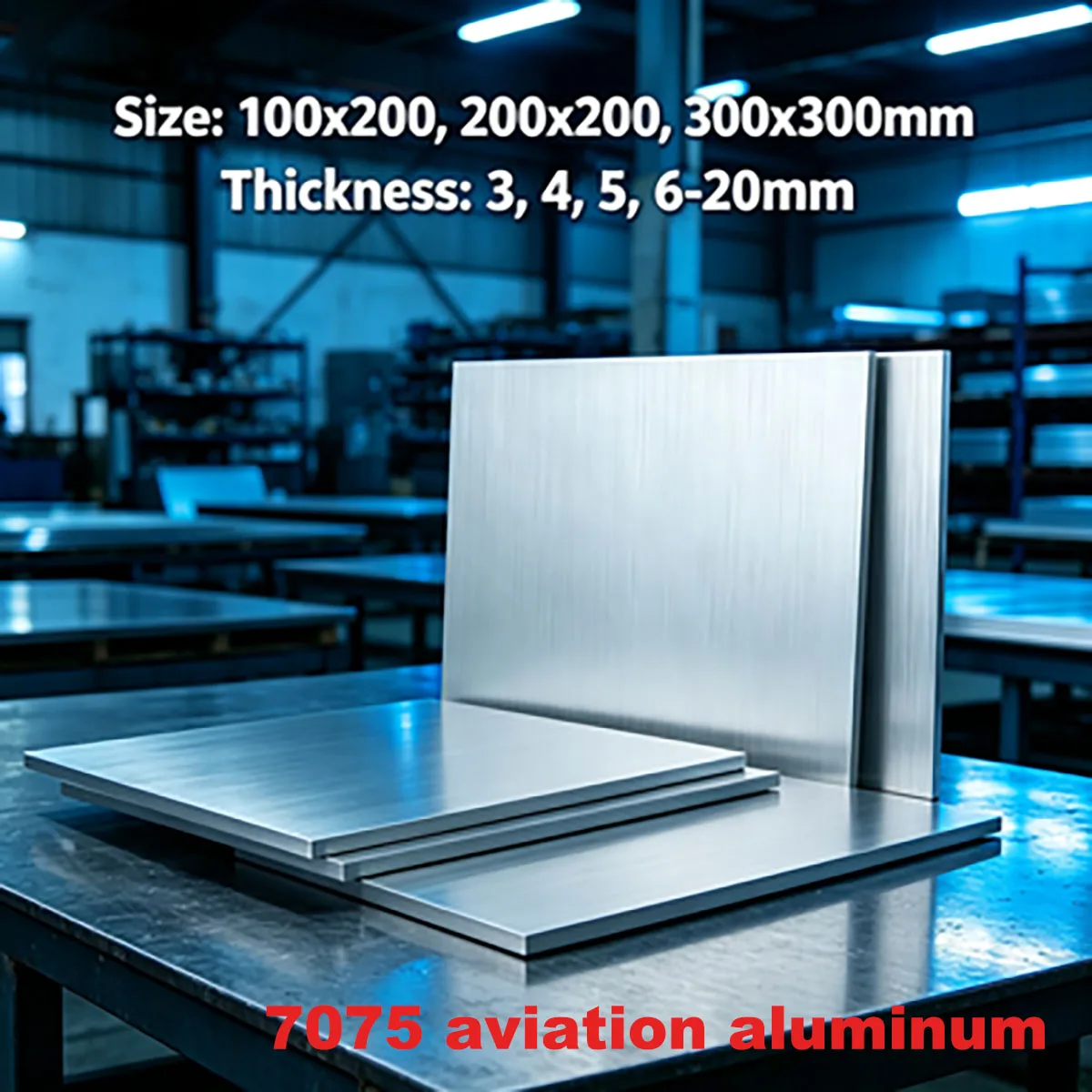7075 High‑Strength Forged Aluminum Alloy Plate Silver Hard Metal Sheet 3‑20mm Thick 100x200 200x200  300x300mm
