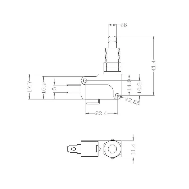 Interruptor de límite de V-16-1CQ, microinterruptor de fregar tipo Panel de enchufe, interruptores de viaje de acción/Carrera, tamaño de montaje M10
