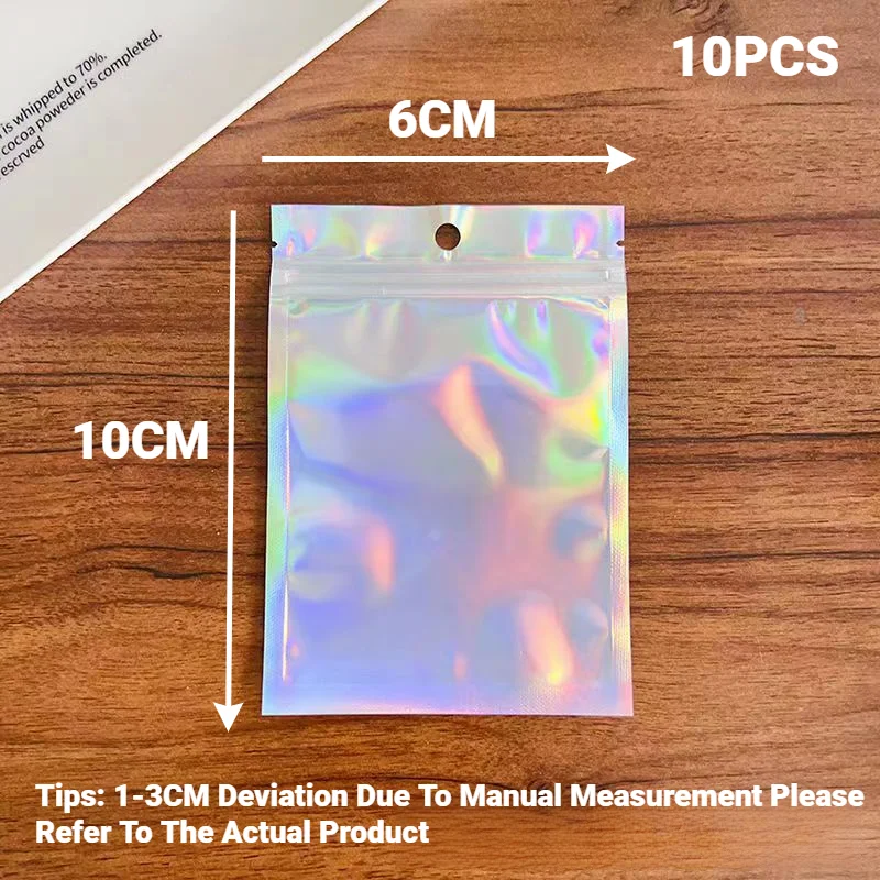 Holographische wiederverschließbare Ziplock-Mylar-Beutel für die Aufbewahrung von Süßigkeiten, Tee, Schmuck und Kosmetikartikeln – Detail 1