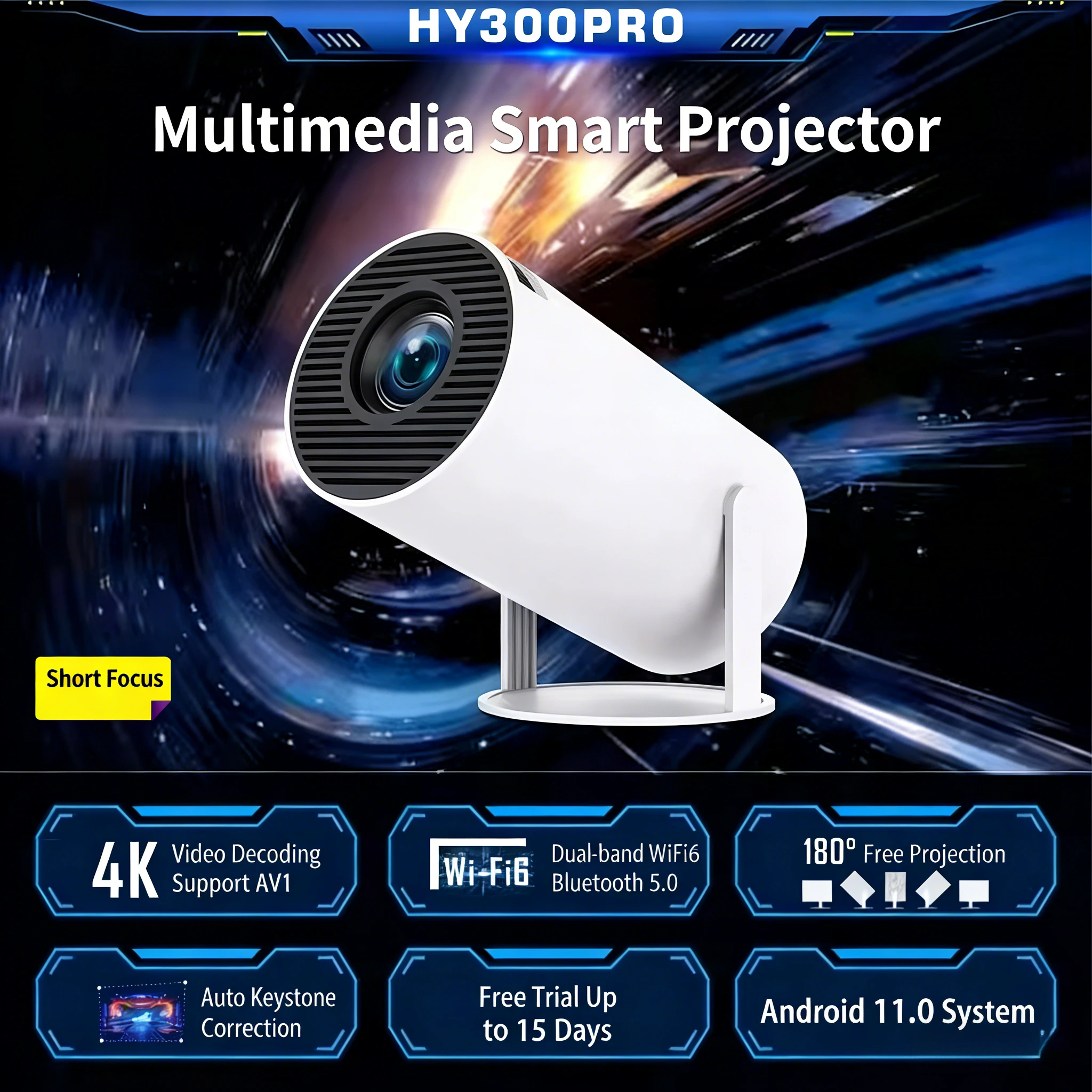 

Новый портативный проектор 4K Wifi6 290ANSI для кинотеатров и улицы ﻿ Проектор для домашнего кинотеатра и улицы BT5.4 1080P 1280*720P