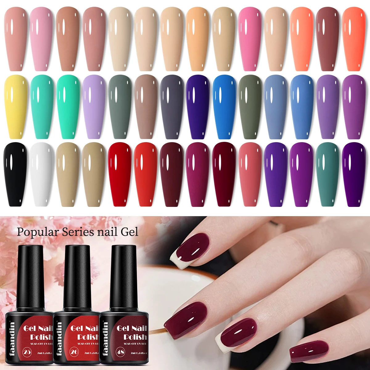 6Pcs/Set Faandin 0.24oz*6 Bottles Gift Box Set, Solid Color Pearlescent Gel Nail Polish Set, Rich Colors, Selected in Purple, Red, and Colorful Tones, Dazzling Nail Polish Gel Set, High-Quality Nail Polish Gel, Long-Lasting and Wear-Resistant, Not Easy to Fade, Easy-To-Remove Nail Polish Gel, Gift for Mom, Gift for Girlfriend, Perfect Gift, Wholesale Nail Polish Gel for Nail Salons