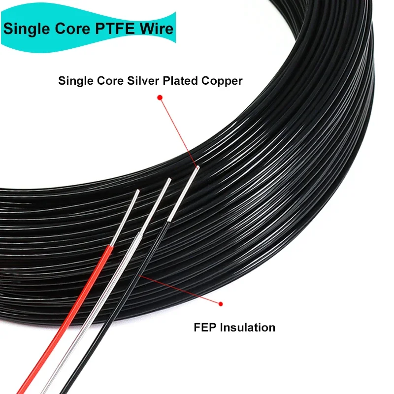 

5~50m PTFE Wire Single Core FEP Insulation Silver Plated High Purity OFC Copper Cable HiFi Audio Speaker Headphone Cable